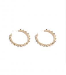 J.Crew Beige Woven Rhinestone Wrapped Hoop Earrings