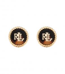 Ralph Lauren Golden Tortoise Logo Stud Earrings