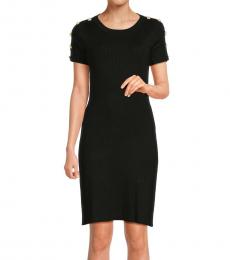 Karl Lagerfeld Black Buttoned Knit Bodycon Minidress
