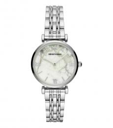Emporio Armani Silver Marble White Dial Watch
