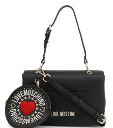 Love Moschino Black Round Pouch Medium Shoulder Bag