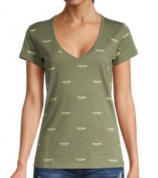 Olive  Logo-Print T-Shirt