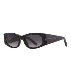 Philipp Plein Black Grey Gradient Oval Sunglasses