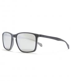 Hugo Boss Silver Polarized Rectangular Sunglasses
