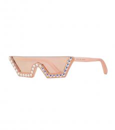 Philipp Plein Rose Gold Mirror Irregular Sunglasses