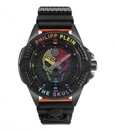 Philipp Plein Black Rainbow Crystal Skull Dial Watch