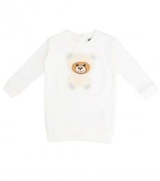 Moschino Baby Girls White Teddy Sweatshirt Dress