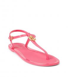 Ralph Lauren Bright Pink Ashtyn T-Strap Jelly Flats