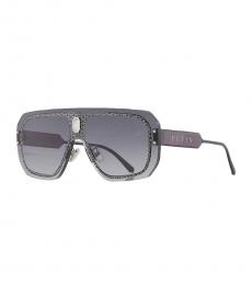 Philipp Plein Black Grey Gradient Shield Sunglasses