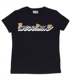 Little Boys Black Teddy Logo T-Shirt