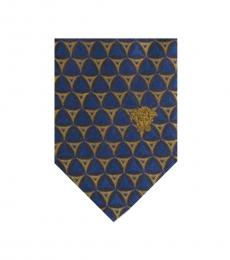 Versace Blue Mustard Geometrical Printed Tie