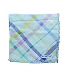 Coach Light Blue Tattersall Plaid Scarf