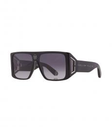 Philipp Plein Black Grey Gradient Shield Sunglasses