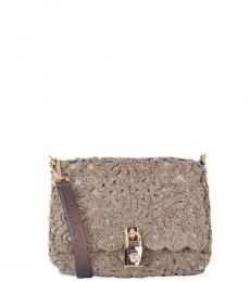 Dolce & Gabbana Gold Embroidered Small Shoulder Bag