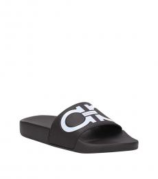Salvatore Ferragamo Black Gancini Pool Slippers