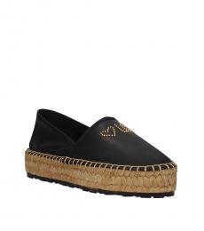 Love Moschino Black Front Rhinestone Logo Espadrilles