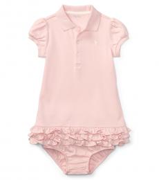 Ralph Lauren Baby Girls Pink Ruffled Polo Dress