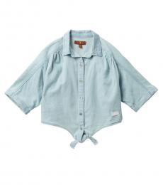 7 For All Mankind Little Girls Soft Blue Front Tie Top