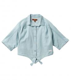 7 For All Mankind Little Girls Soft Blue Front Tie Top