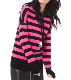 Michael Kors Pink Striped Cotton-Blend Hoodie