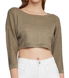 BCBGMaxazria Golden Metallic Knit Cropped Top