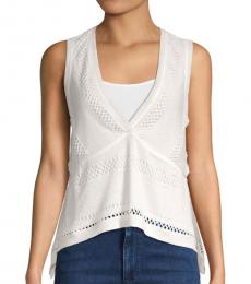 BCBGMaxazria Off White Perforated Knitted Top
