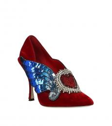 Dolce & Gabbana Red Heart Embellished Heels
