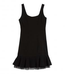 Betsey Johnson Black Scuba Creoe Tulle Hem Dress