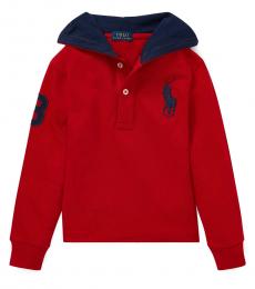 Ralph Lauren Little Boys Red Big Pony Hooded T-Shirt