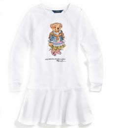Ralph Lauren Girls White Madras Bear Terry Dress