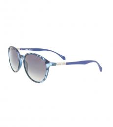 Grey Blue Oval Sunglasses