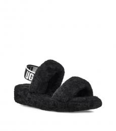 Black Plushy Soft Sandals