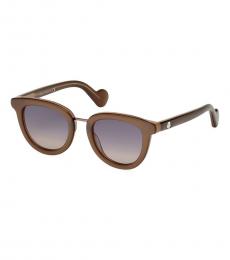 Moncler Dark Brown Square Logo Sunglasses