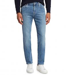 7 For All Mankind Light Blue Slim-Fit Straight-Leg Jeans