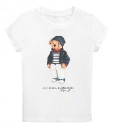 Ralph Lauren Baby Girls White Polo Bear T-Shirt