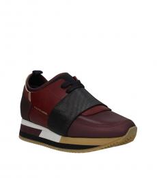 Red Folie Leather Sneakers