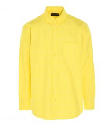 Balenciaga Yellow Allover Logo Shirt