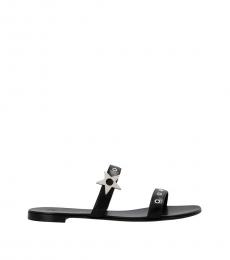 Black Roll Leather Flats