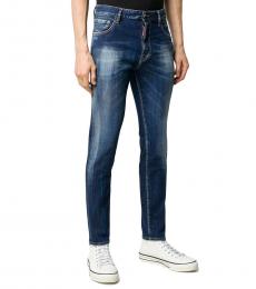 Dsquared2 Navy Blue Regular Waist Stonewashed Jeans