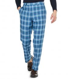 Ralph Lauren Turquoise Classic-Fit Plaid Pants