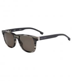 Hugo Boss Grey Horn Square Sunglasses