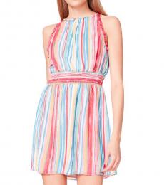 Multicolor Watercolor Stripe Printed Dress