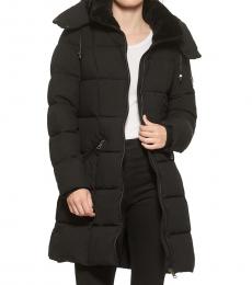 DKNY Black Hooded Puffer Coat