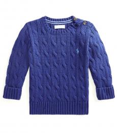 Ralph Lauren Baby Boys Chalet Blue Cable-Knit Sweater