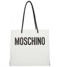 Moschino White Logo Shopper Large Tote
