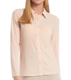 Light Coral Button Front Collar Top