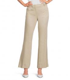 DKNY Beige Pinstriped Flared Pants