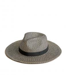 J.Crew Black Ivory Marled Wide-Brim Packable Hat