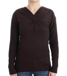 Cavalli Class Brown Knitted Wool Sweater