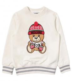 Moschino Little Boys White Maxi Teddy Sweatshirt